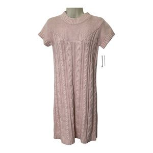 New Directions Women’s Blush Color Cable Knit Sweater Dress Office Siren